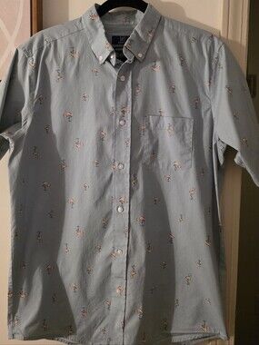 Light Blue Flamingo Button-Down Shirt